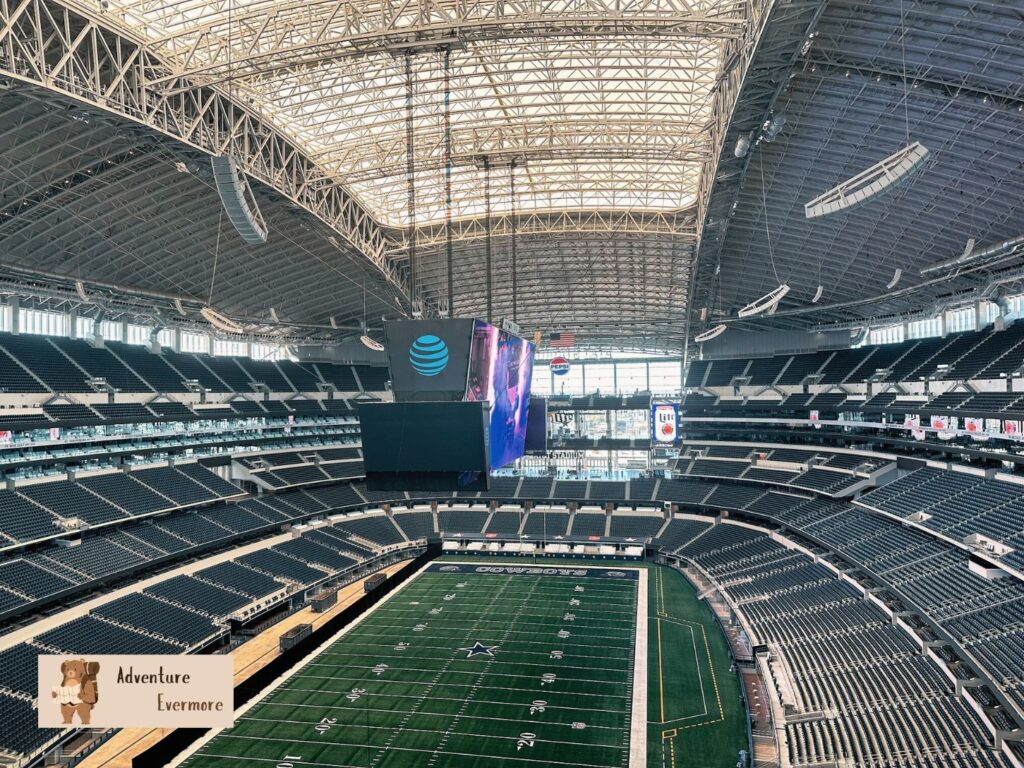 The AT&T Cowboys Stadium in Dallas, Texas offers multiple tours, but the VIP is best to get the chance to play around on the field.