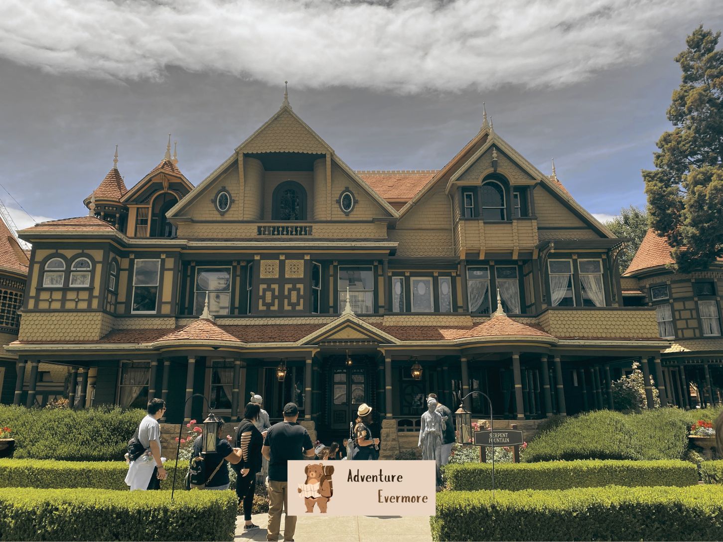 The Winchester Mystery House itself is a little spooky, but the tour is not scary.